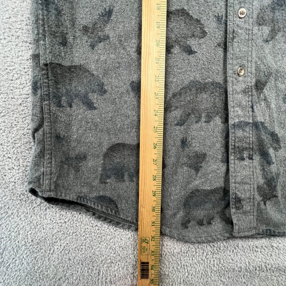 Woolrich Mens Flannel Shirt Large Grey Bear Eagle Print Cotton Button Outdoor - Picture 6 of 10